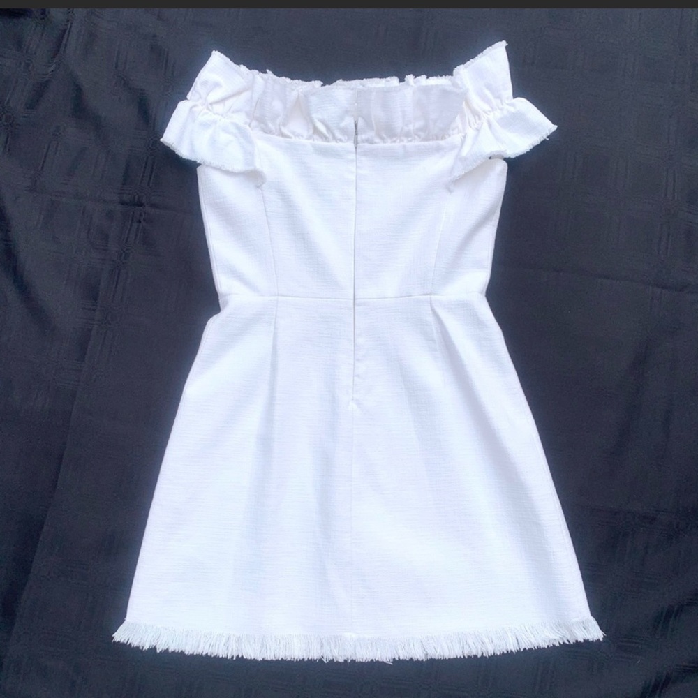 NWT Rebecca Taylor Women’s Winter White Ruffle Wedding Party Dress Size 4 - Picture 7 of 12